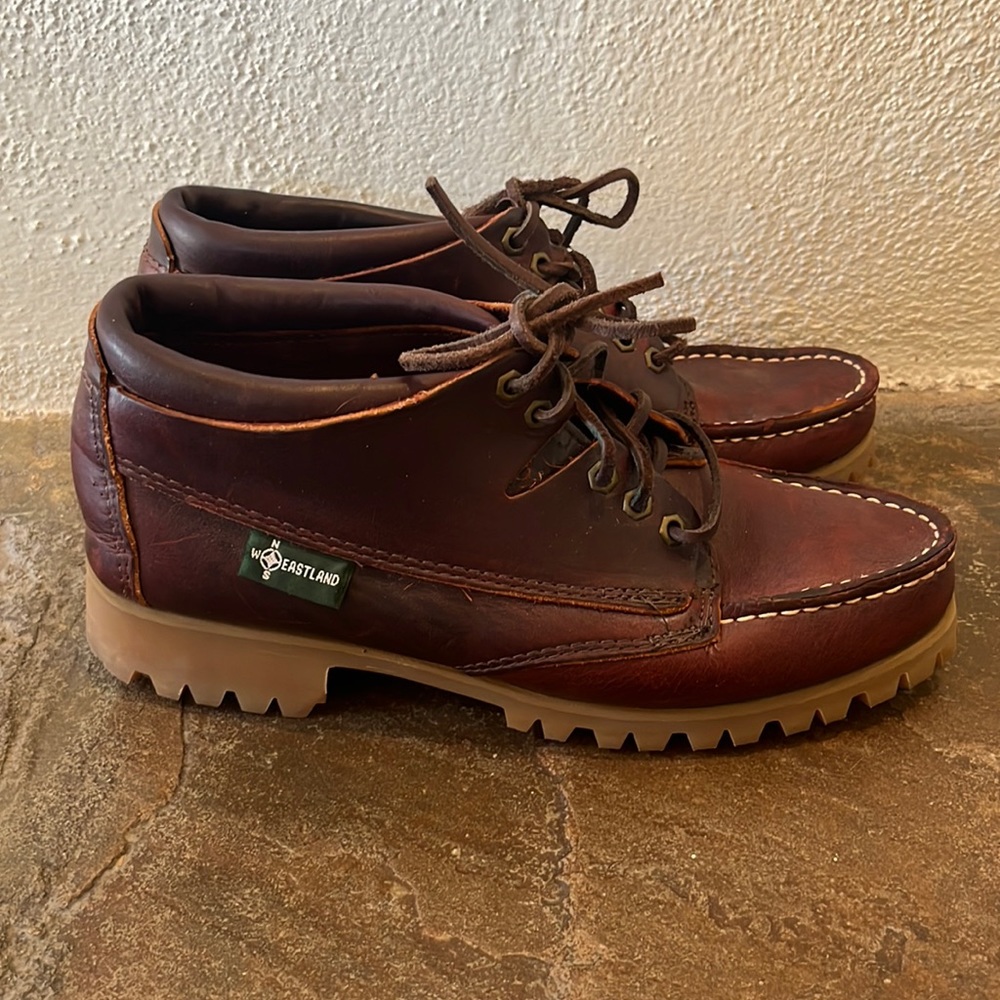 Vintage Eastland chukka moc toe lug sole boots lace up hand stitched  8.5